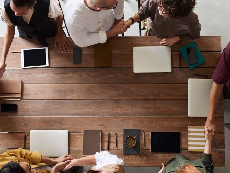 A team meeting around a table